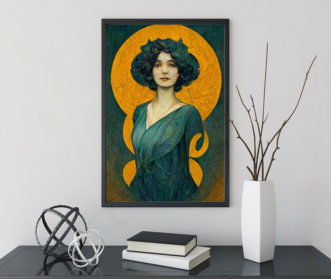 Art Nouveau Goddess, Vintage Style Poster Print