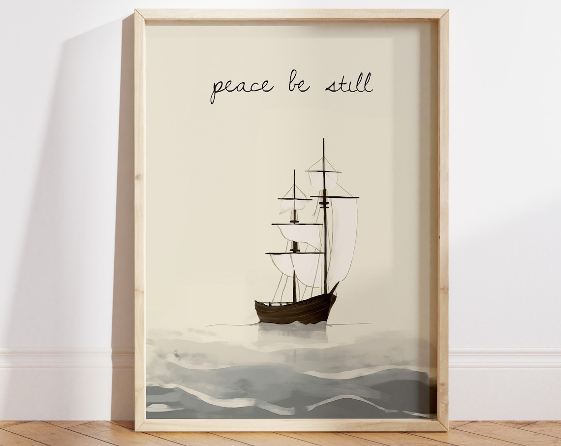 Peace Be Still Jesus Calms Storm Scripture Poster