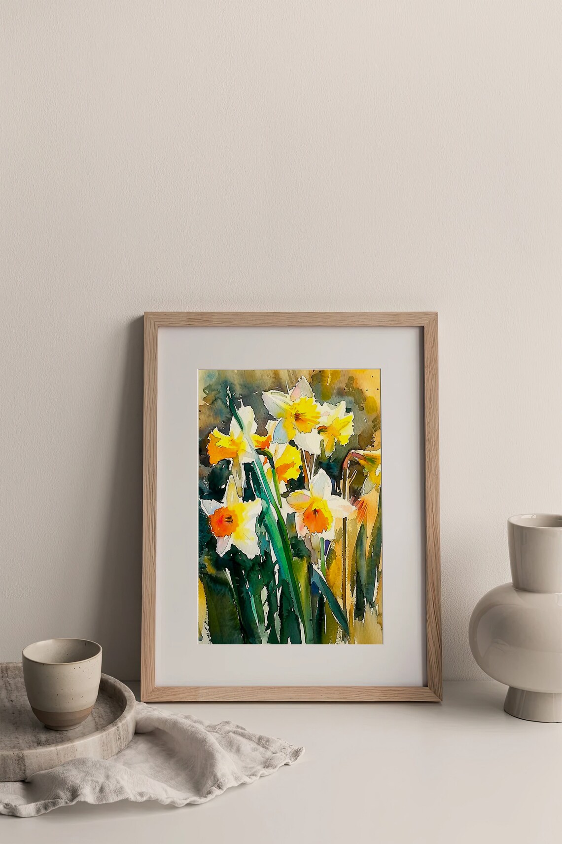 Yellow Daffodils Spring Flowers Watercolor Botanical Floral Wall Art - Image 2