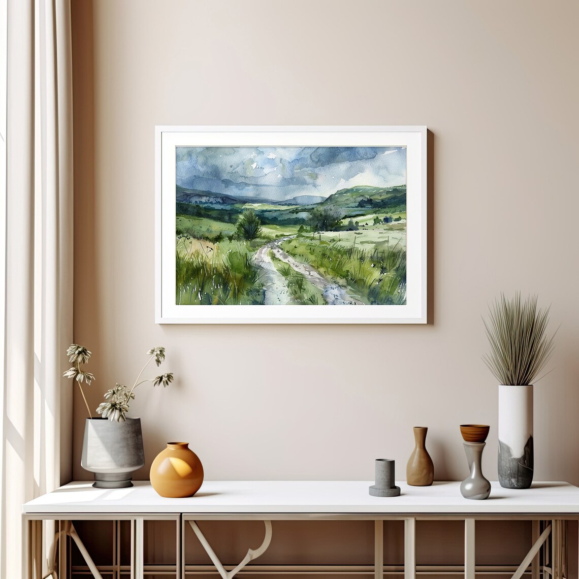 Wicklow Mountains Ireland Countryside Green Hills Watercolor Poster - Image 5