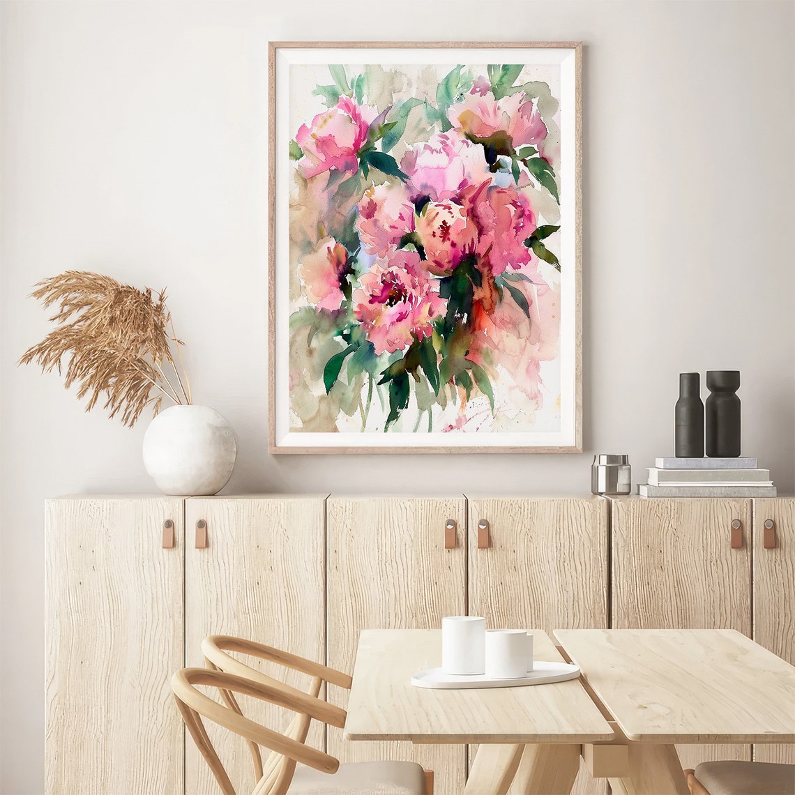 Pink Peonies Watercolor Lush Floral Bouquet Soft Blush Blooms Poster - Image 5