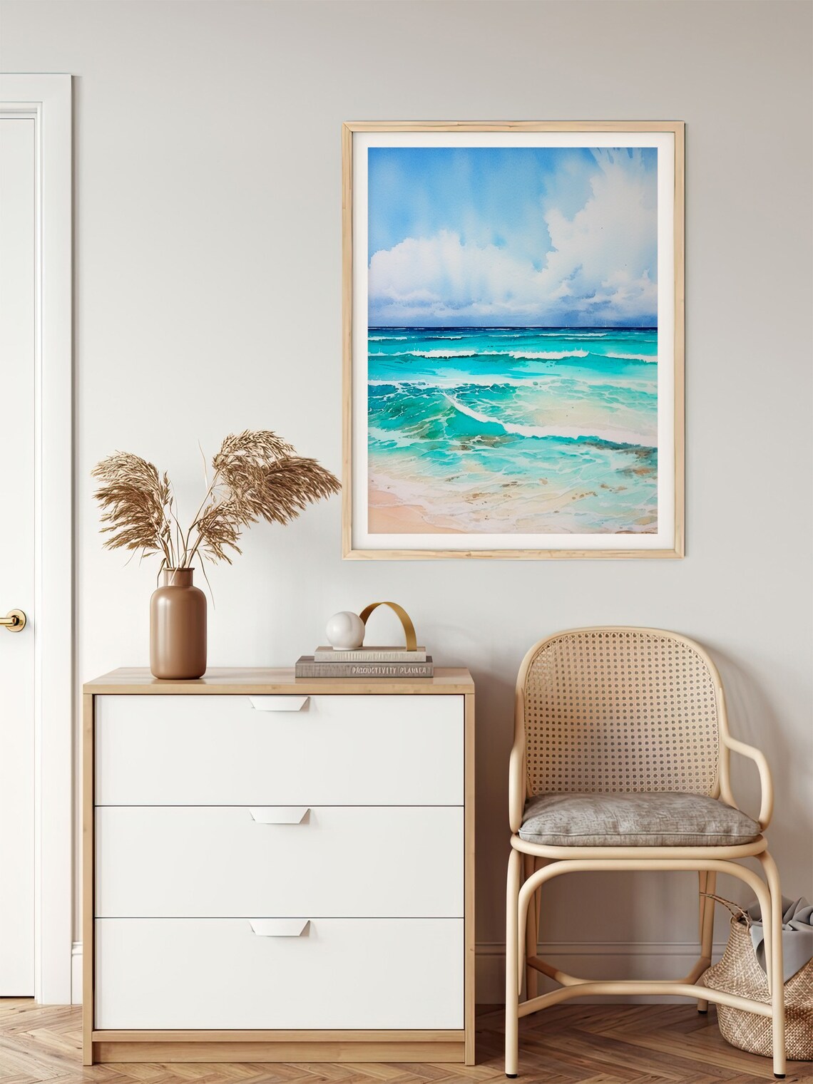Laguna Beach Turquoise Waves Watercolor Ocean Seascape Poster - Image 5