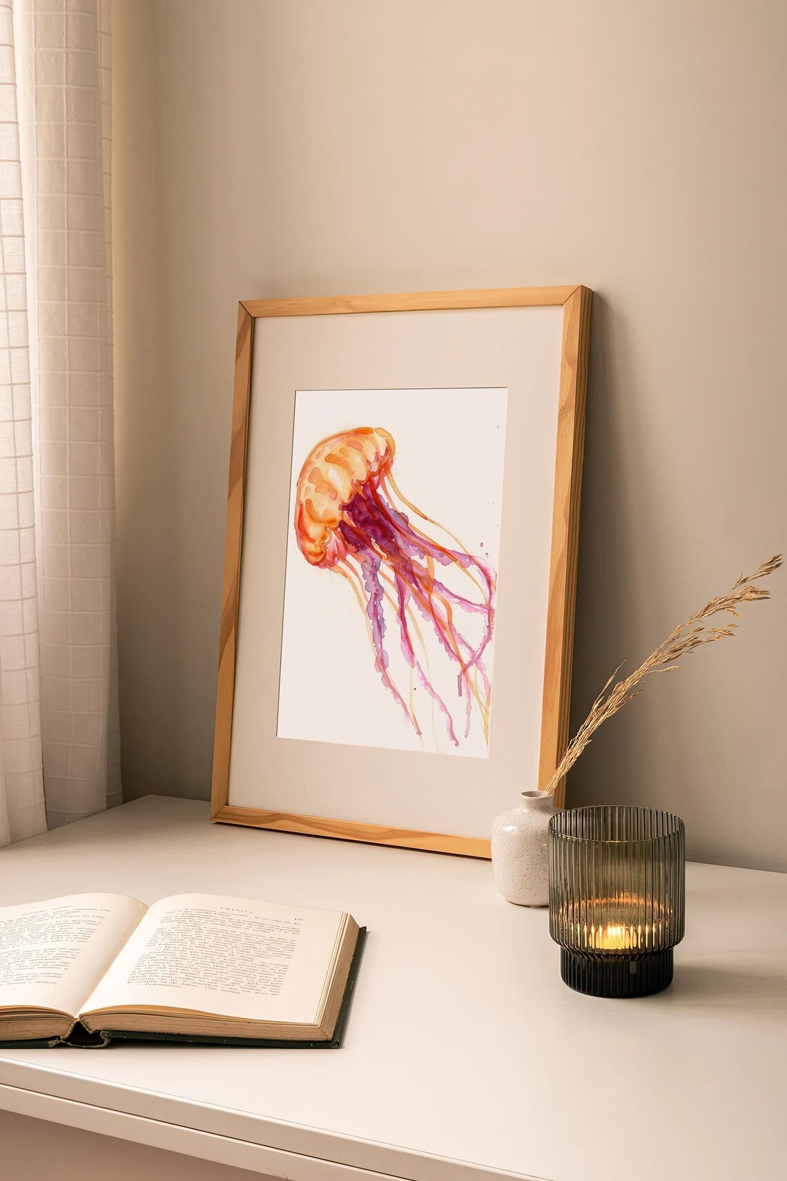 Jellyfish Watercolor Painting Fish Art Print Animals Wall Art Underwater Artwork By Feelingprints - Image 2