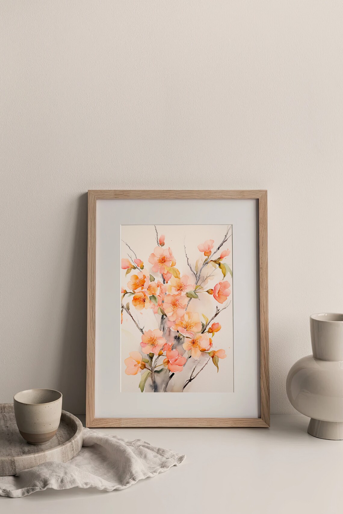 Peach Blooms Watercolor Botanical Art Print - Image 2