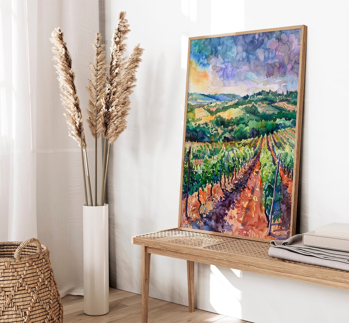 Napa Valley Watercolor Art Print, California Landscape - Image 2