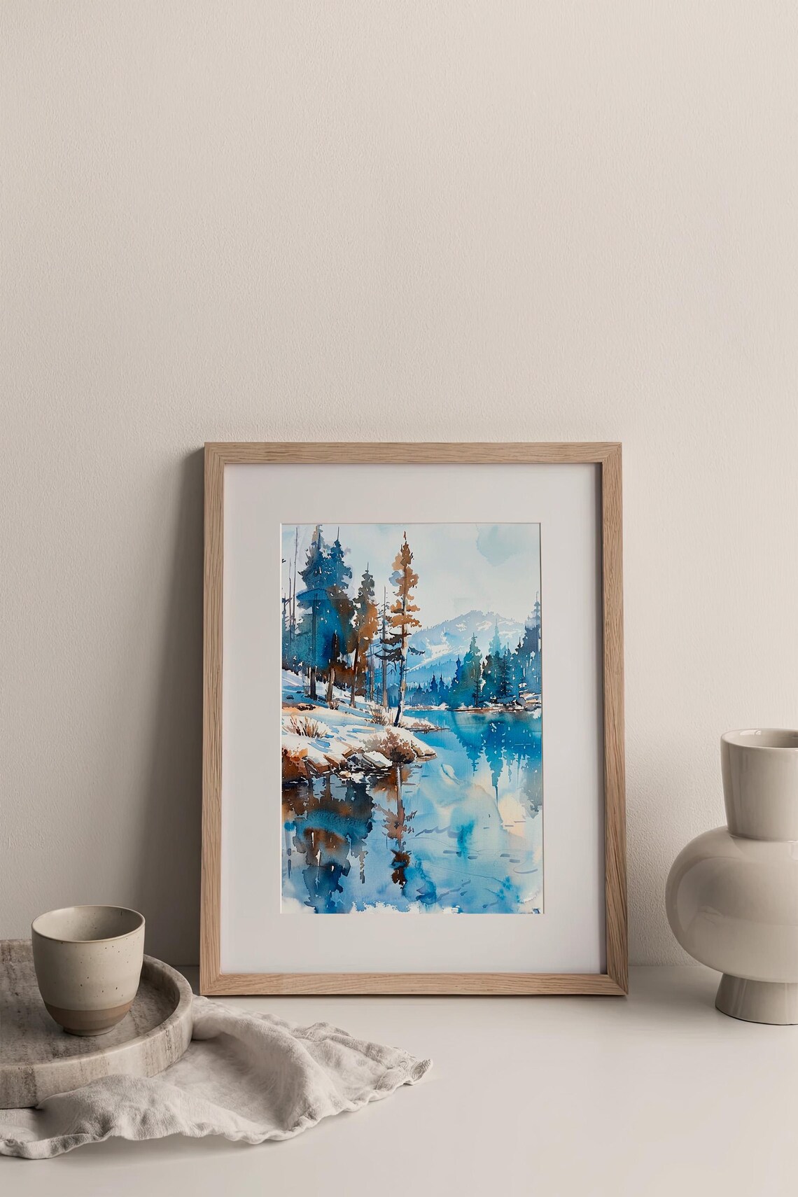 Tahoe Lake Watercolor Art Print, California Landscape - Image 3