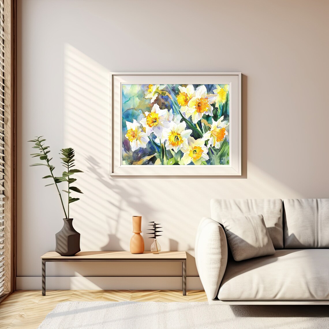 Daffodils Watercolor Art Print, Spring Floral Meadow - Image 2