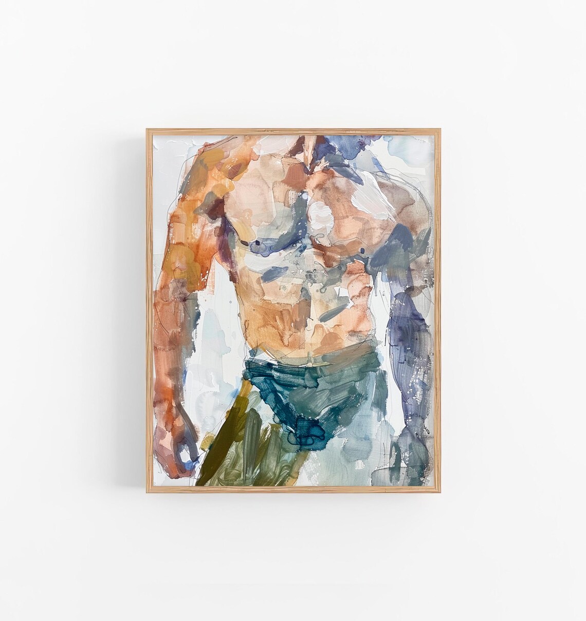 Gay Bodies Watercolor Art Print, Male Body Study