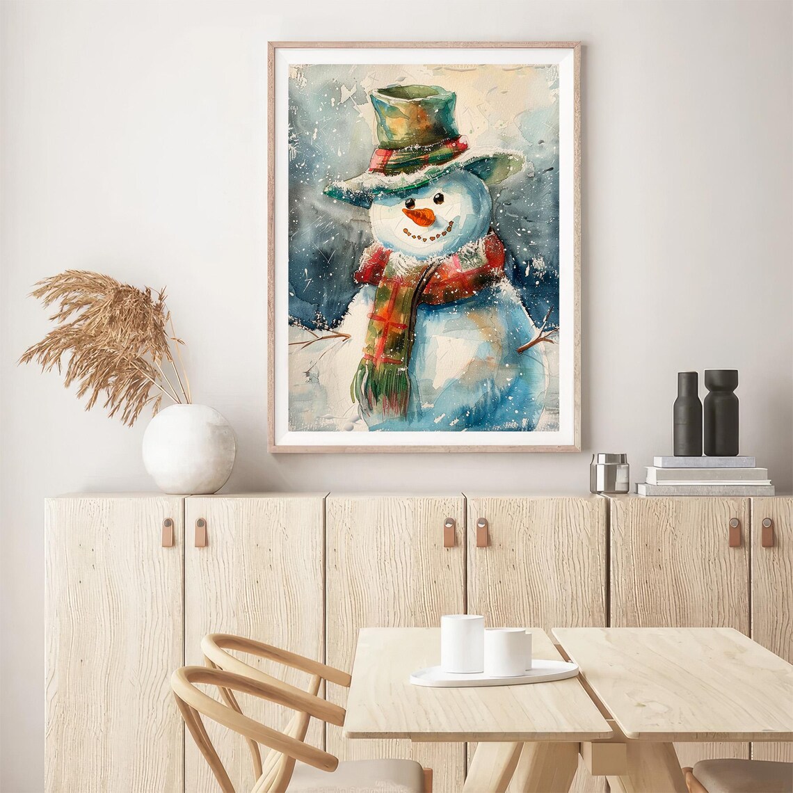 Snowman Watercolor Christmas Art Print, Holiday Decor - Image 5