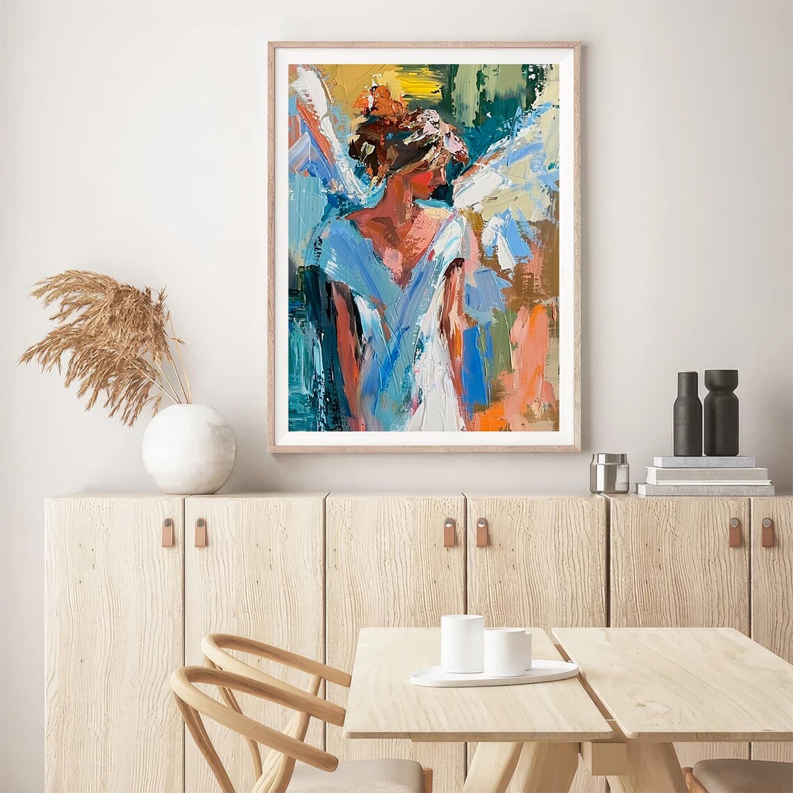 Abstract Angel Woman Blue Wings Impressionist Oil Painting Poster - Image 5