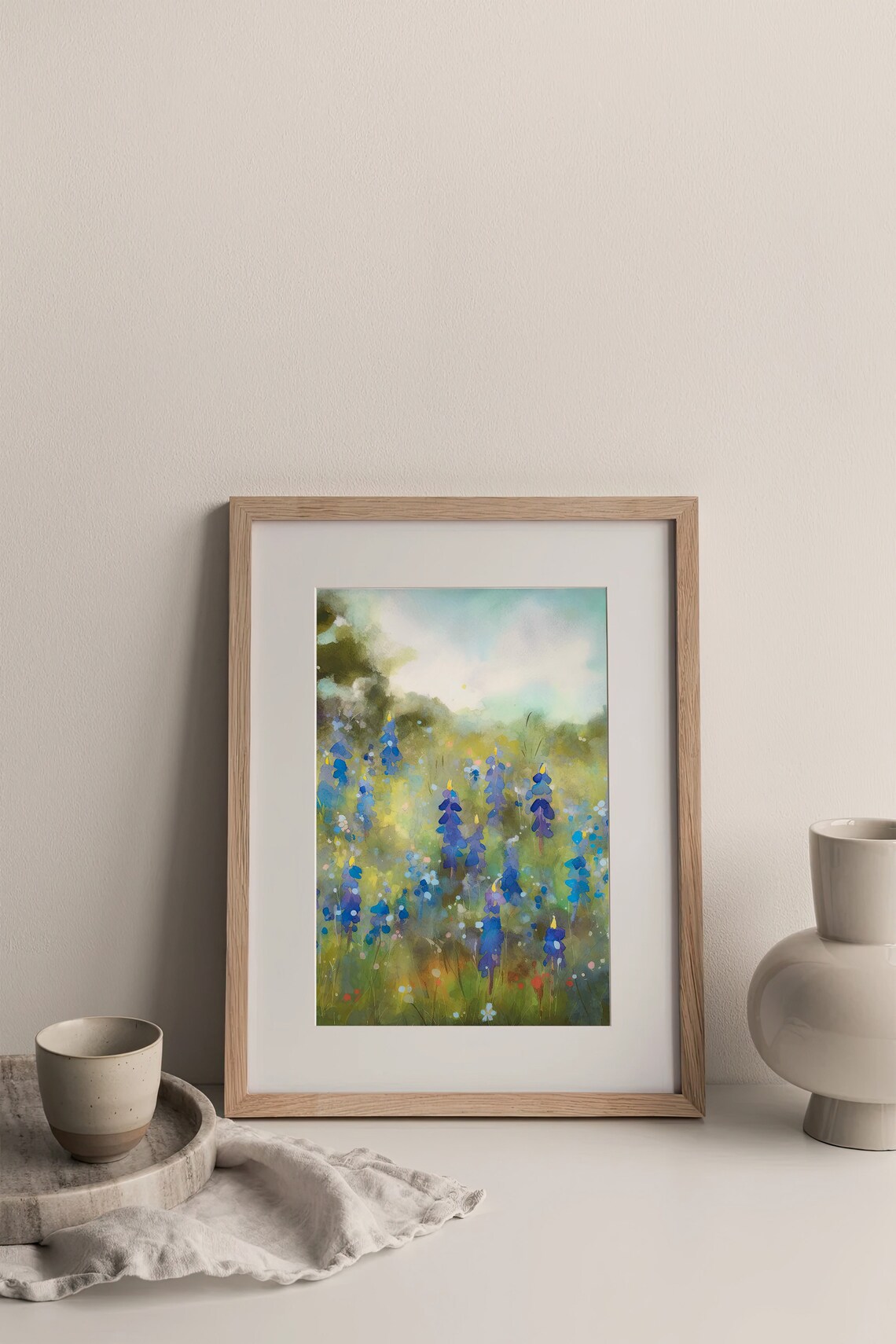 Texas Bluebonnets Fields Watercolor Art Print - Image 4