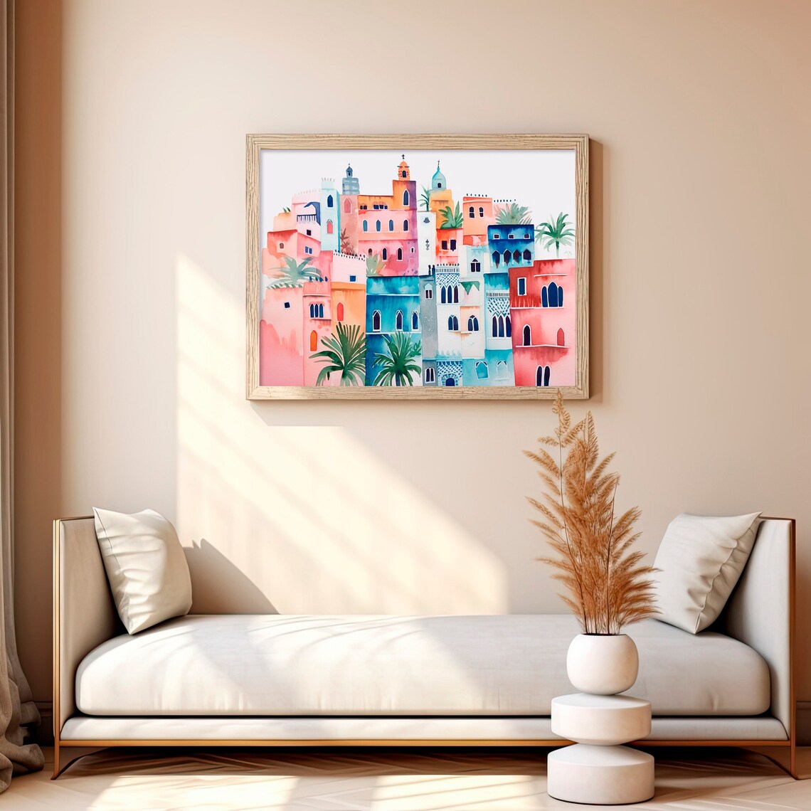 Morocco City Watercolor North Africa Medina Colorful Houses Art Print - Image 2