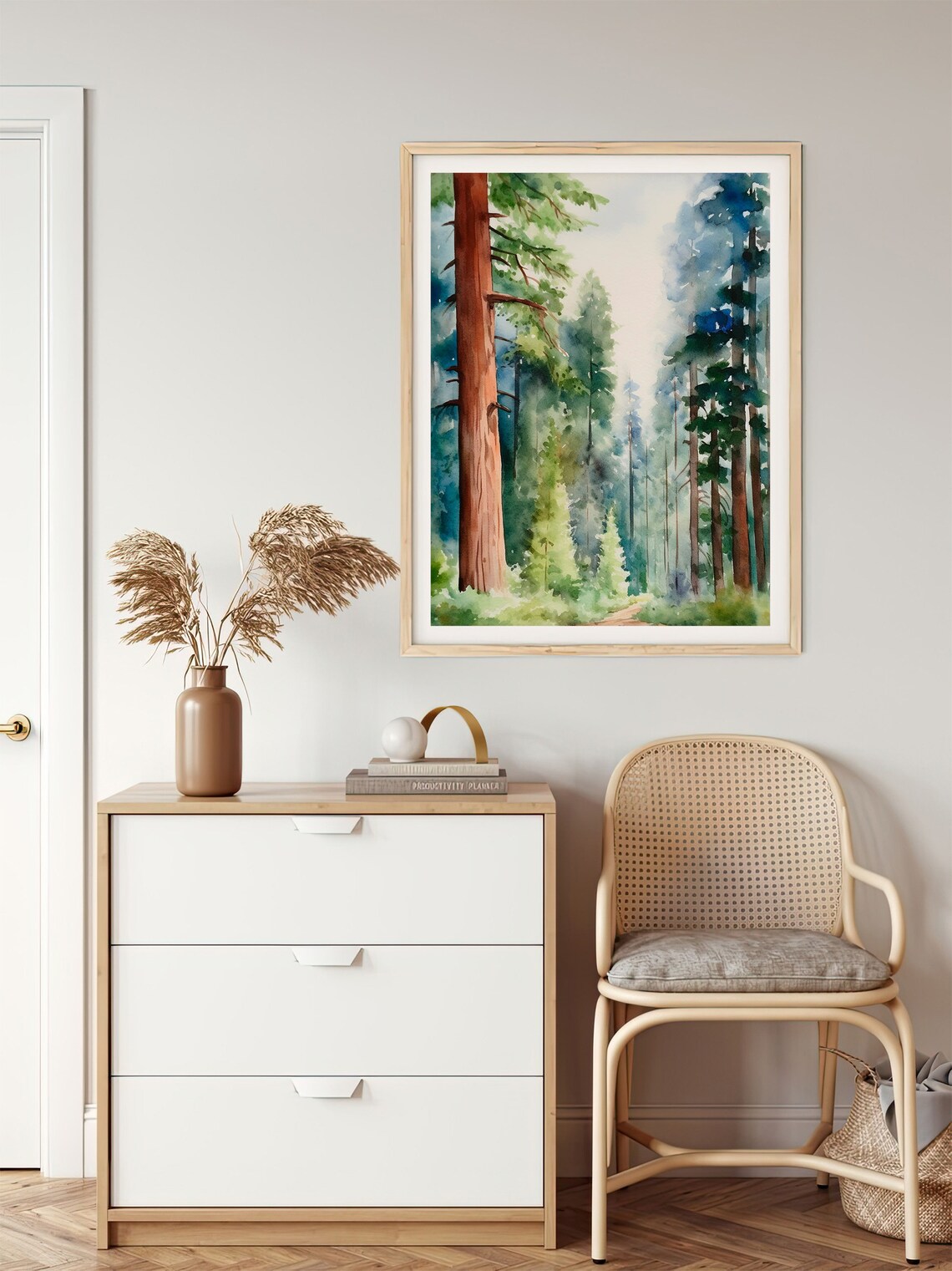Sequoia National Park Watercolor Towering Redwood Forest Trees Poster - Image 5