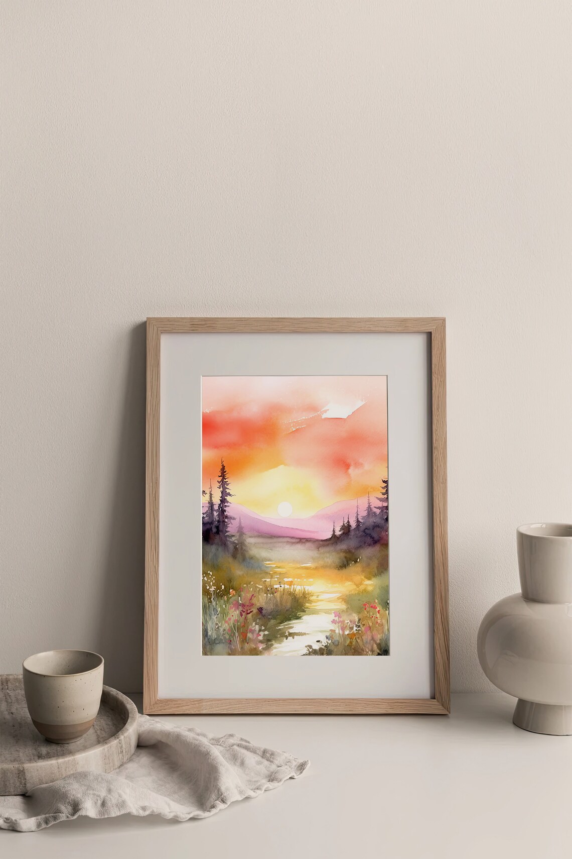 Boulder Mountains Watercolor Art Print, Idaho Sunset - Image 3