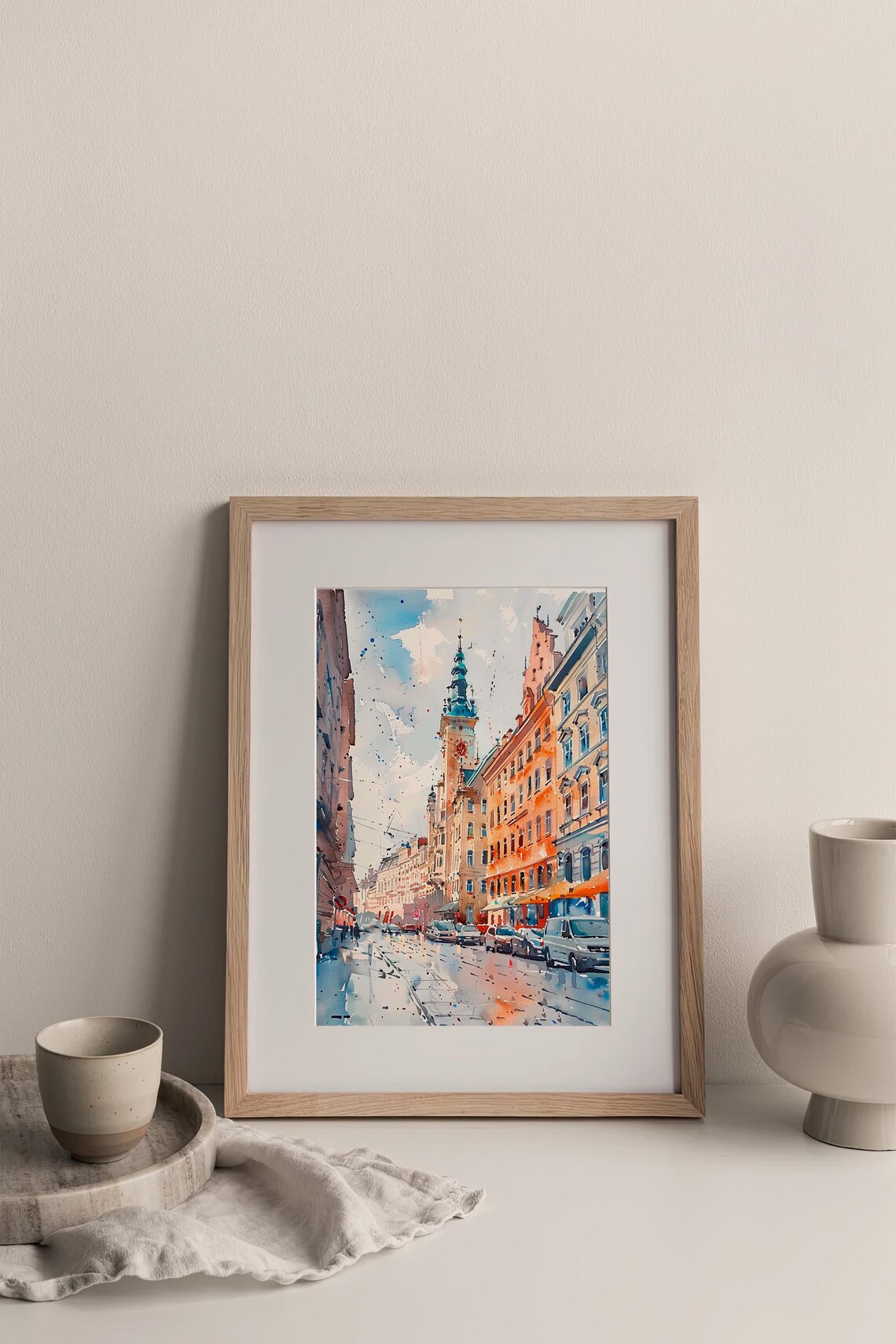Vienna Old Town Street Historic Tower Watercolor Cityscape Poster - Image 3