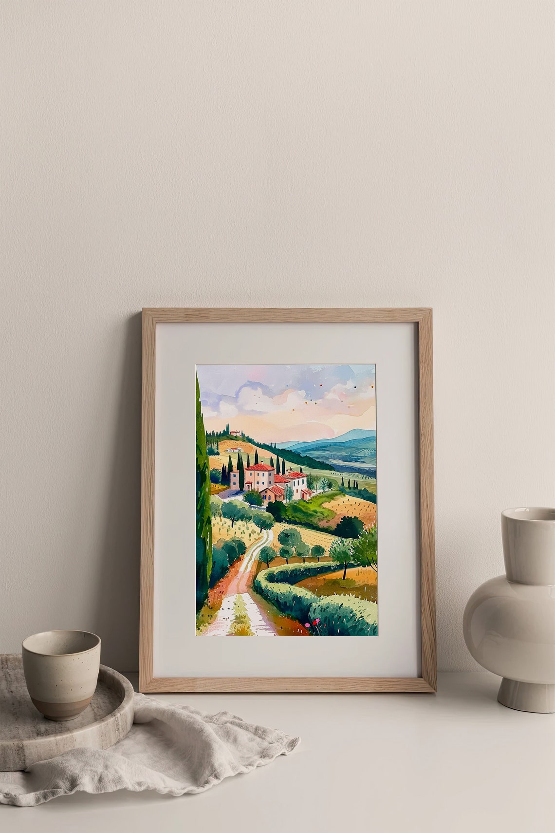 Tuscany Countryside Vineyards Art Print Italy Fields Watercolor Painting Italian Landscape Travel Art Poster Gifts By Feelingprints - Image 3