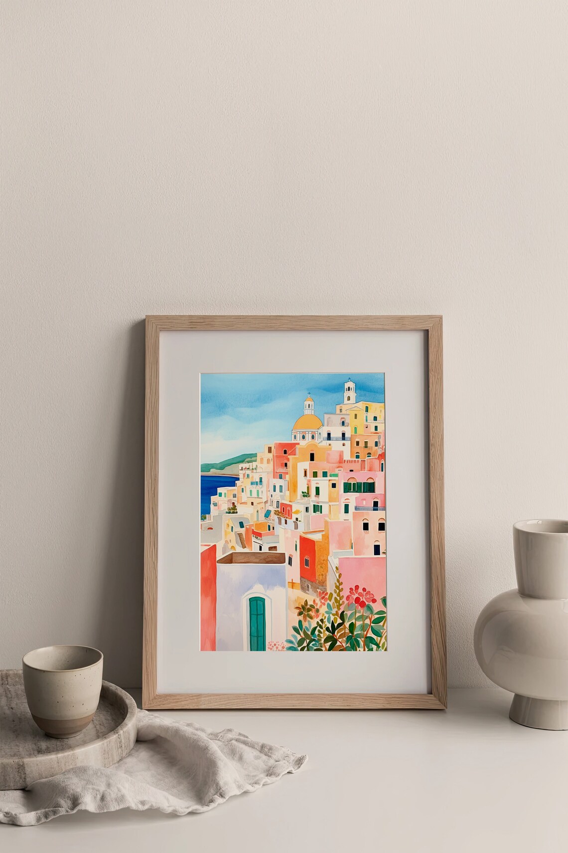 Procida Italy Coastal Village Colorful Houses Watercolor Travel Print - Image 3