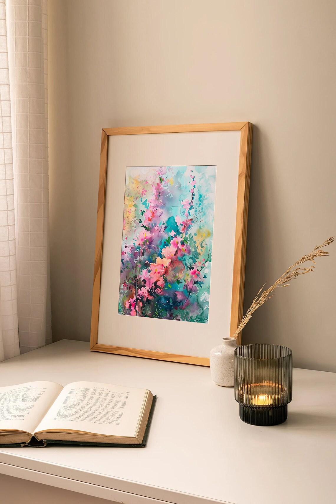 Stunning Pink Lupine Wildflowers Abstract Watercolor Floral Poster - Image 3