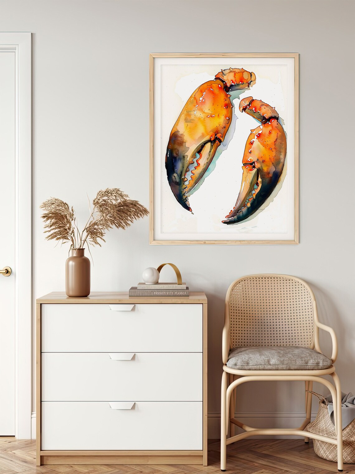 Crab Claw Art Print Red Crab Watercolor Painting Animals Wall Art Kitchen Artwork By Feelingprints - Image 5