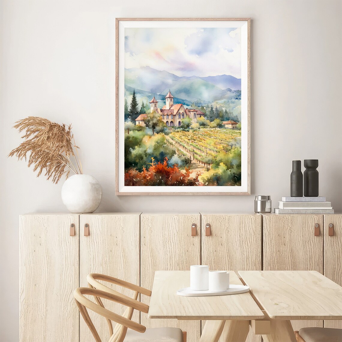 Napa Valley Vineyard Winery Estate Watercolor California Poster - Image 4