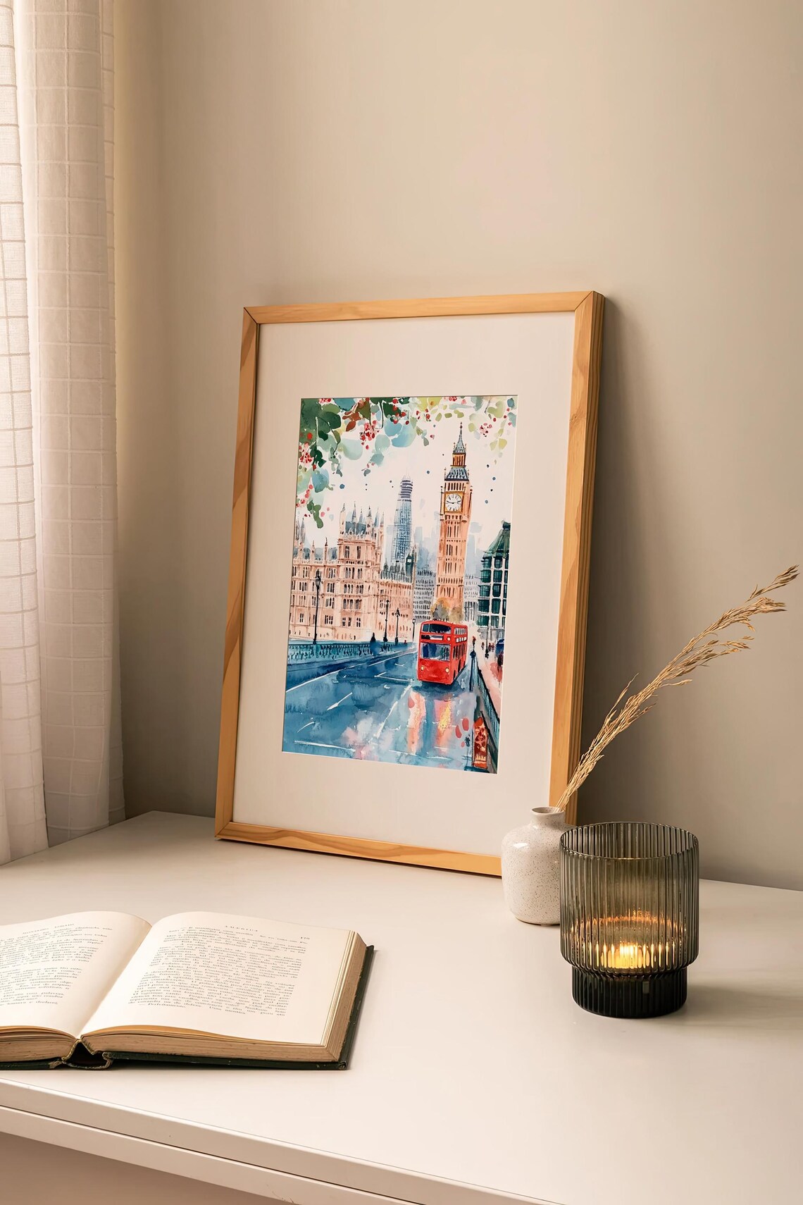 London Cityscape Watercolor Art Print, Big Ben - Image 2