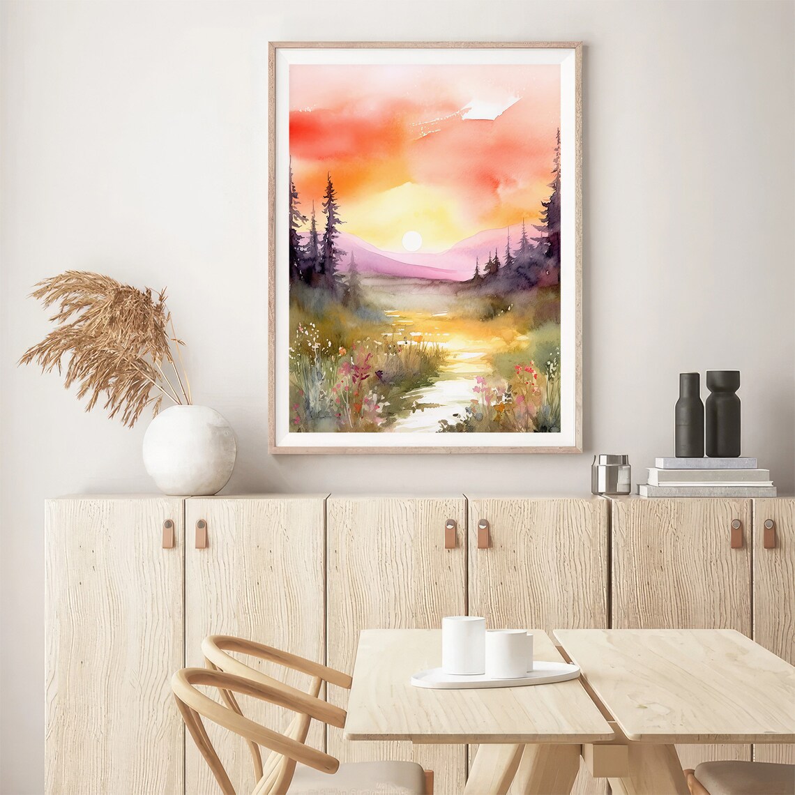 Boulder Mountains Watercolor Art Print, Idaho Sunset - Image 5