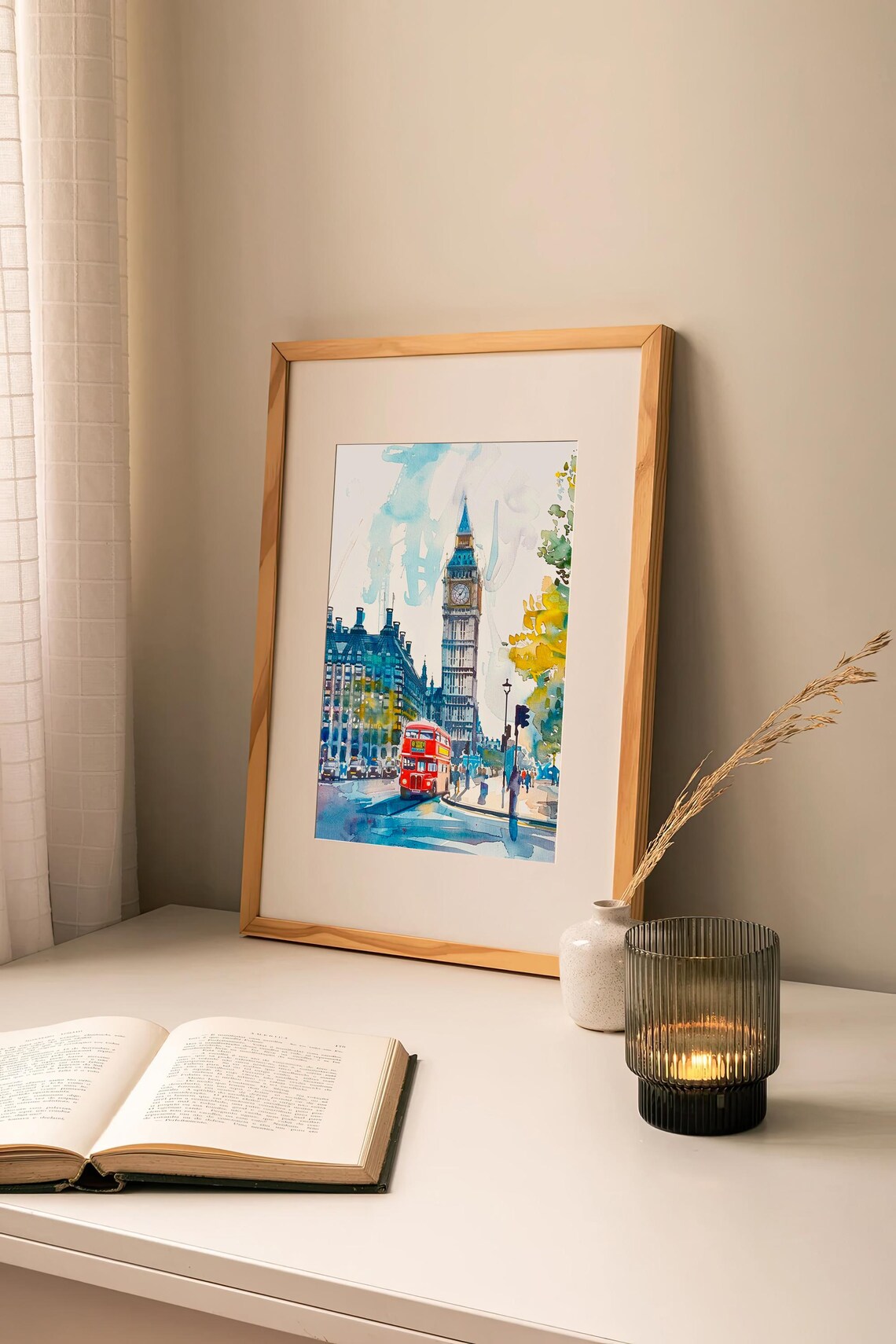 London Big Ben Watercolor Art Print, England Cityscape - Image 2