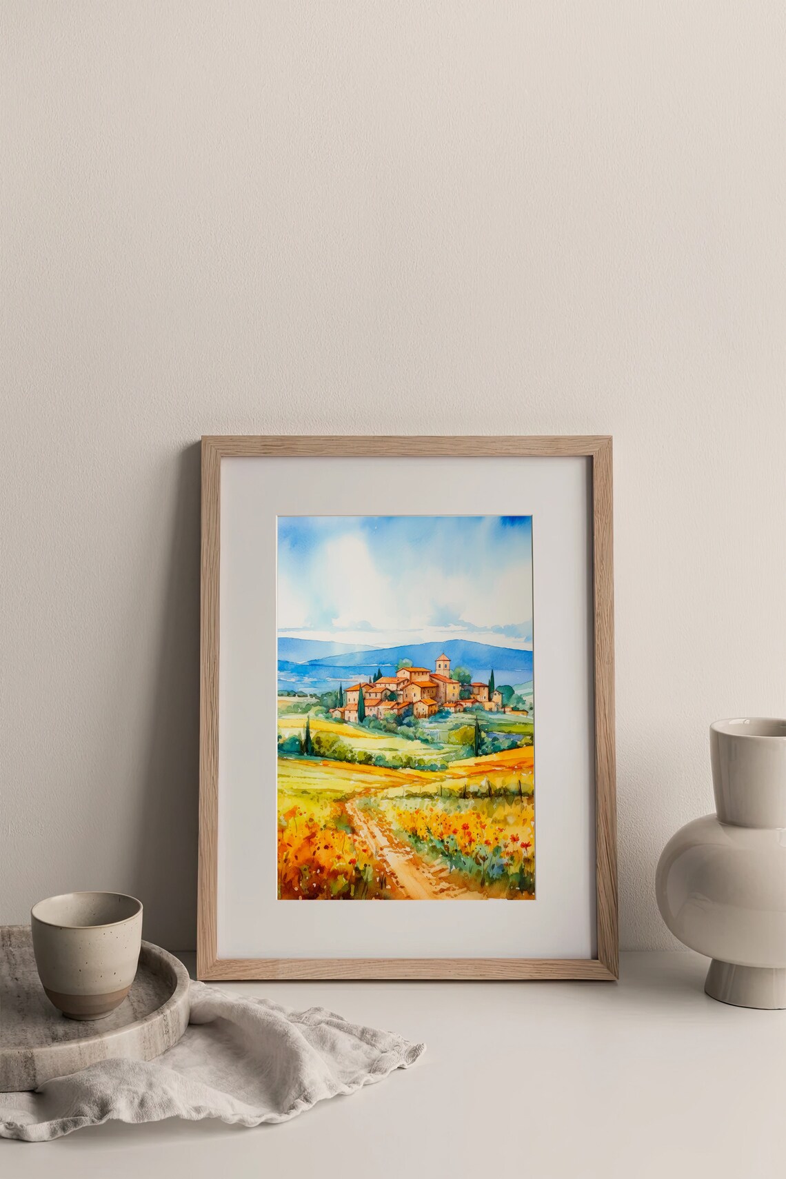 Tuscany Watercolor Sunflower Fields Travel Poster - Image 5