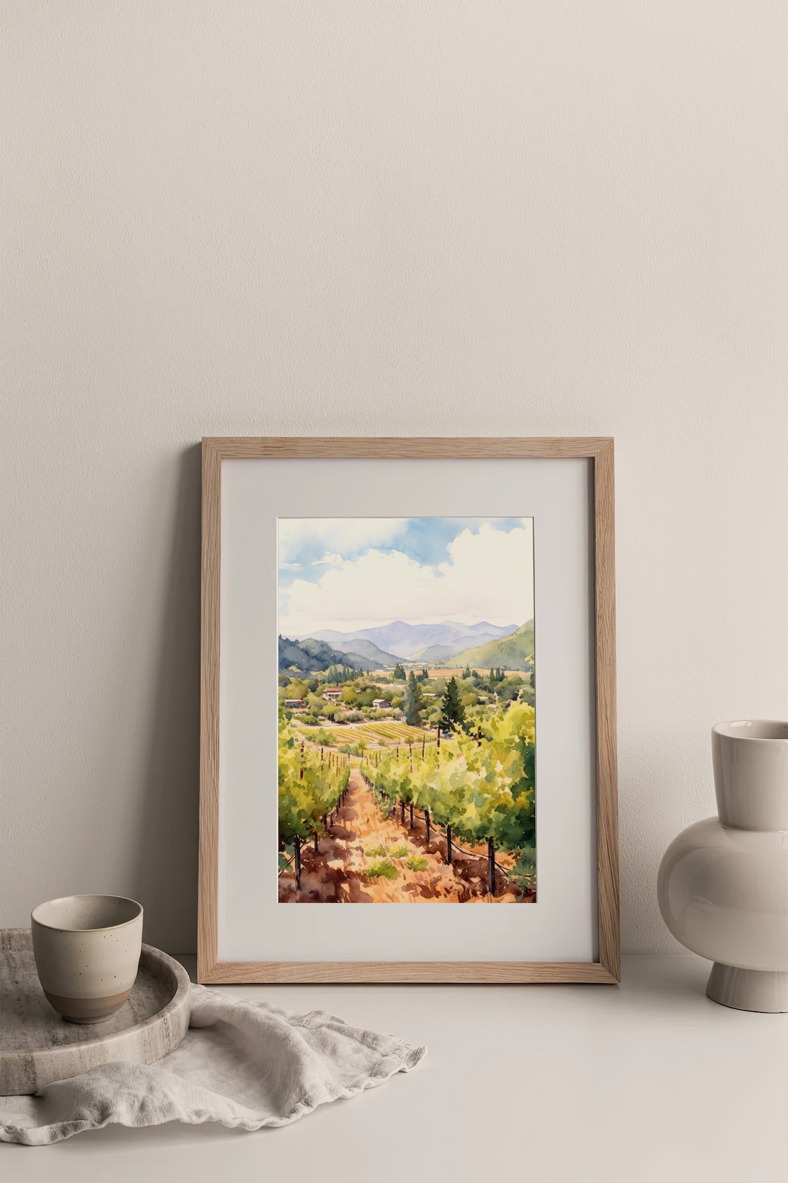 Napa Valley Watercolor Landscape Art Print - Image 4