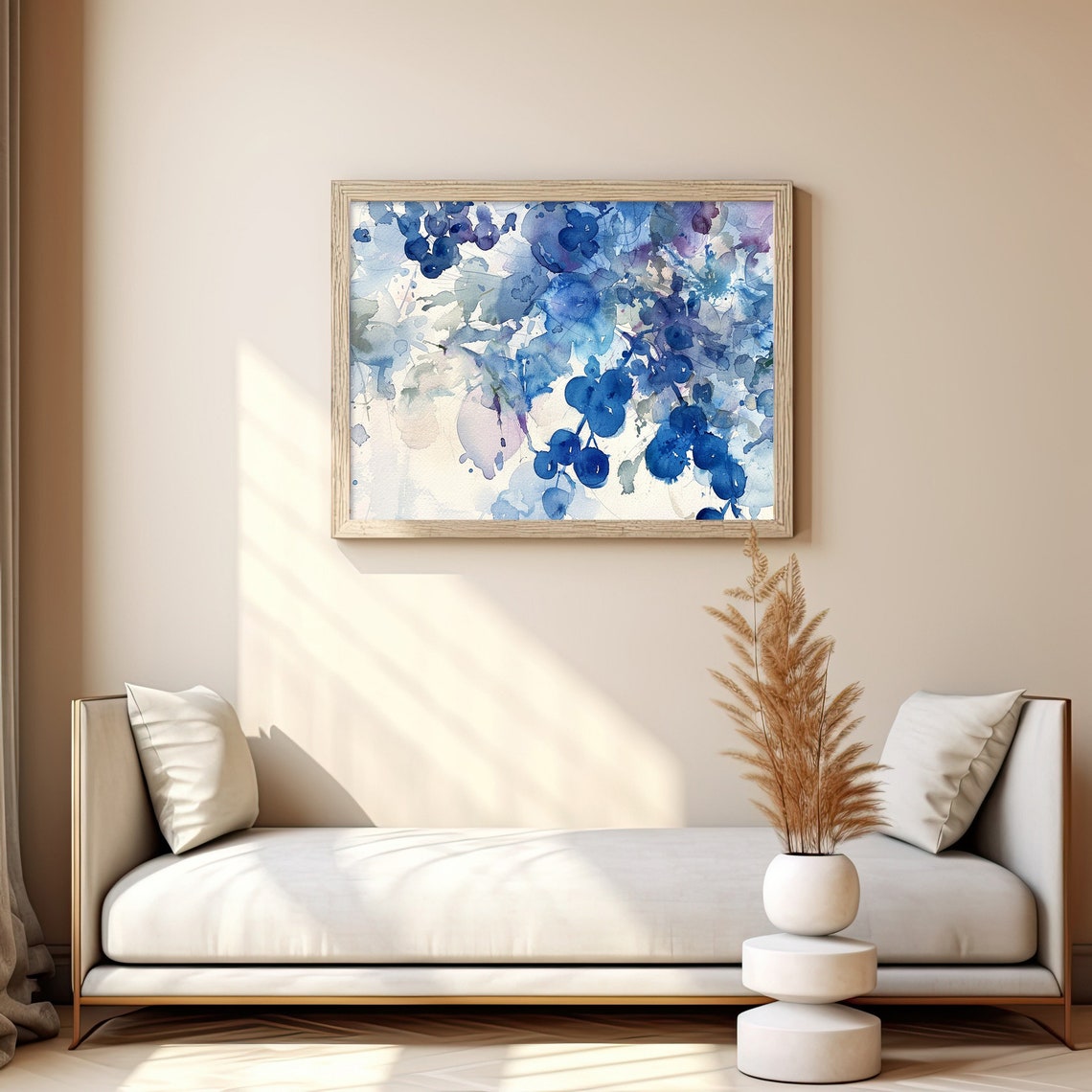 Abstract Blueberry Branches Indigo Watercolor Botanical Poster - Image 3