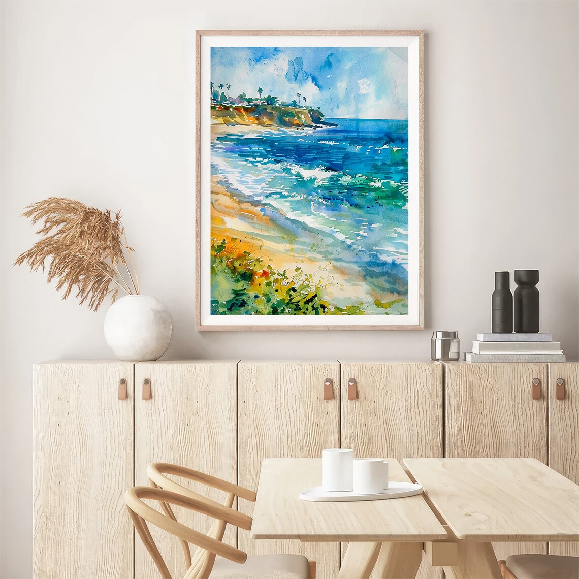 La Jolla San Diego Beach Waves Watercolor Coastal Scene Poster - Image 5