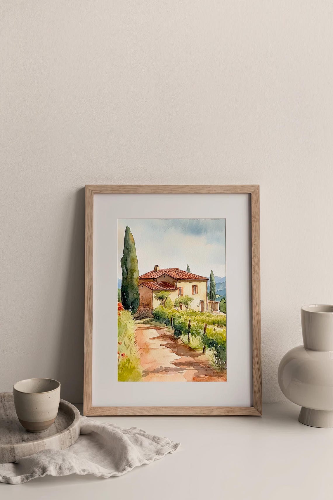Tuscany Countryside Watercolor Art Print Italian Farmhouse Wall Art Decor Italian House Wall Art Travel Gifts By Feelingprints - Image 3