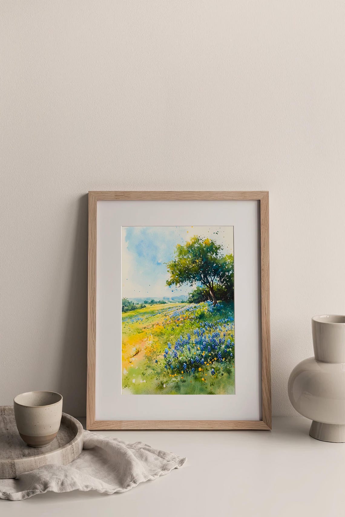 Stunning Texas Bluebonnet Wildflower Meadow Spring Watercolor Poster - Image 3