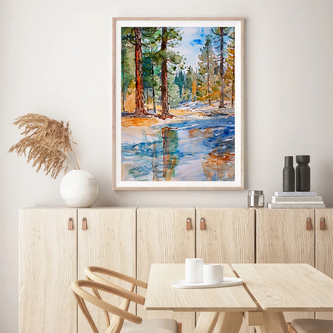 Lake Tahoe Pine Trees Shoreline Watercolor Forest Lake Poster - Image 5