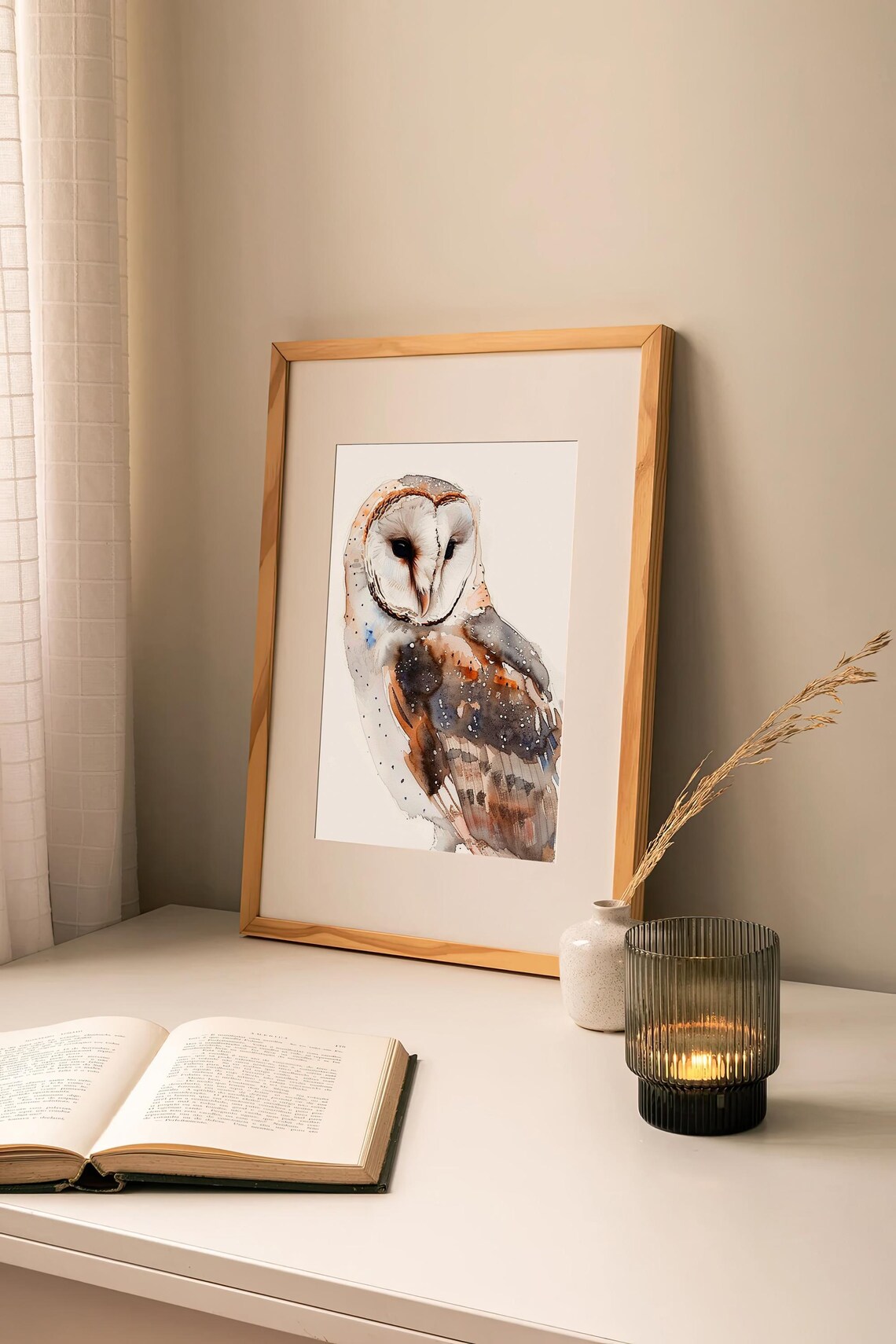 Barn Owl Watercolor Portrait Wildlife Bird Art Animal Wall Art - Image 2