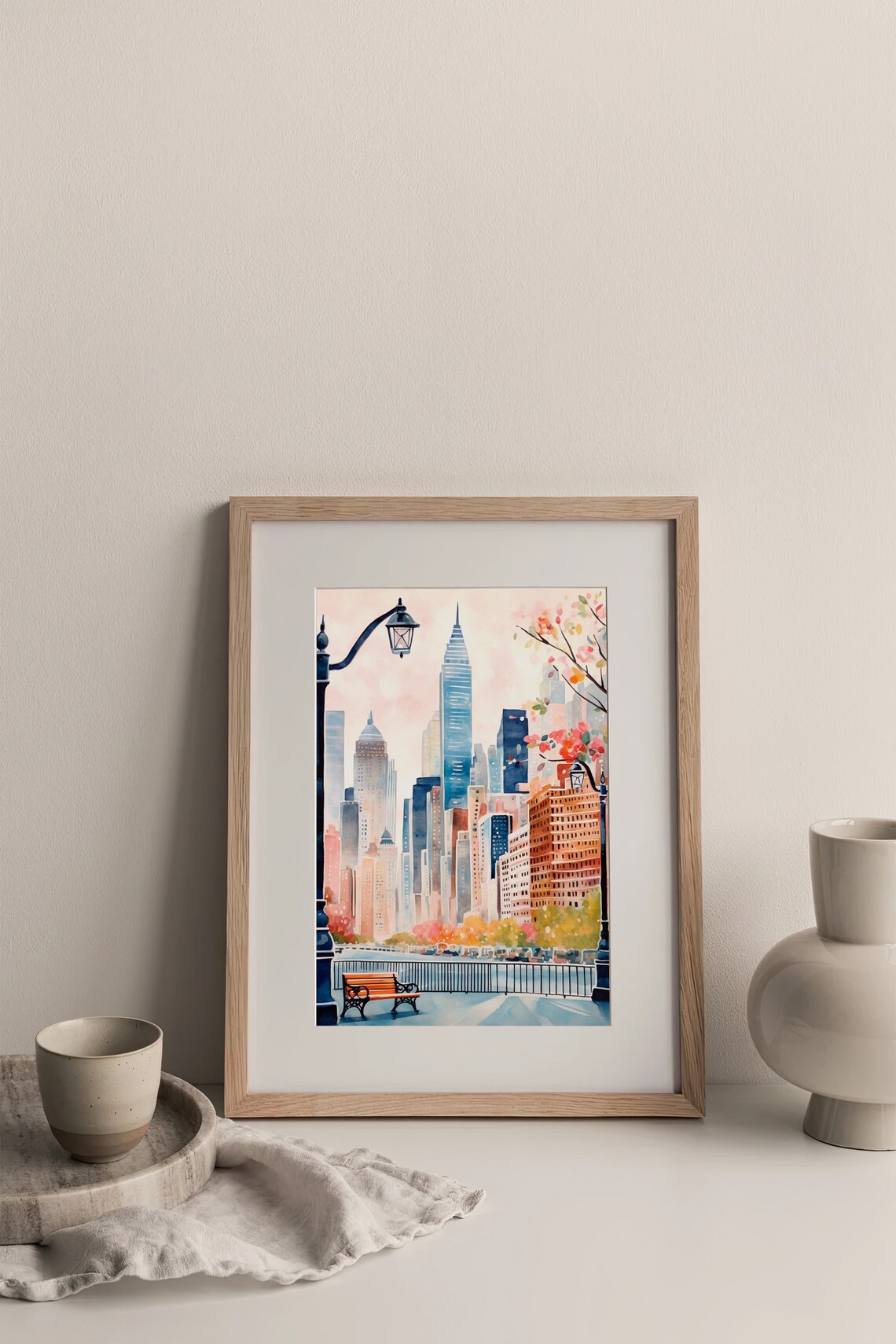 New York City Watercolor Travel Poster, Cityscape - Image 4