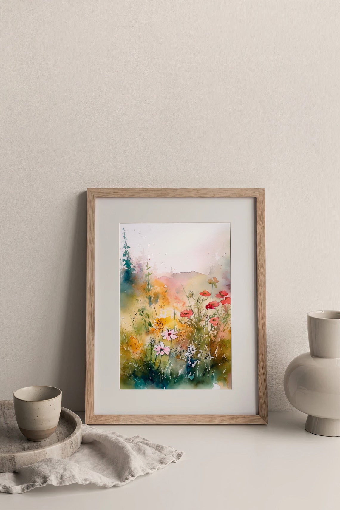 Wildflower Meadow Watercolor Daisies Poppies Blooming Art Poster - Image 4