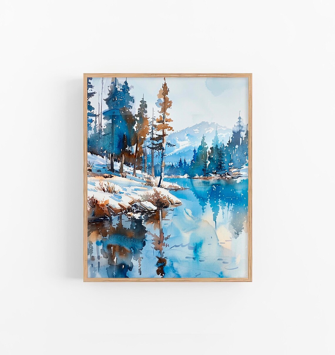 Tahoe Lake Watercolor Art Print, California Landscape