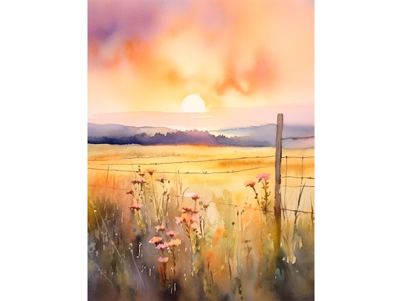 Teton Valley Watercolor Art Print, Idaho Landscape
