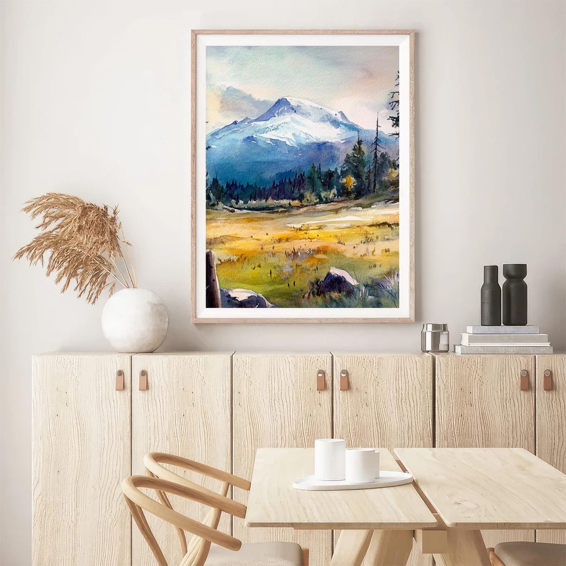 Mount Adams Snowcapped Mountain Washington Watercolor Landscape Poster - Image 5