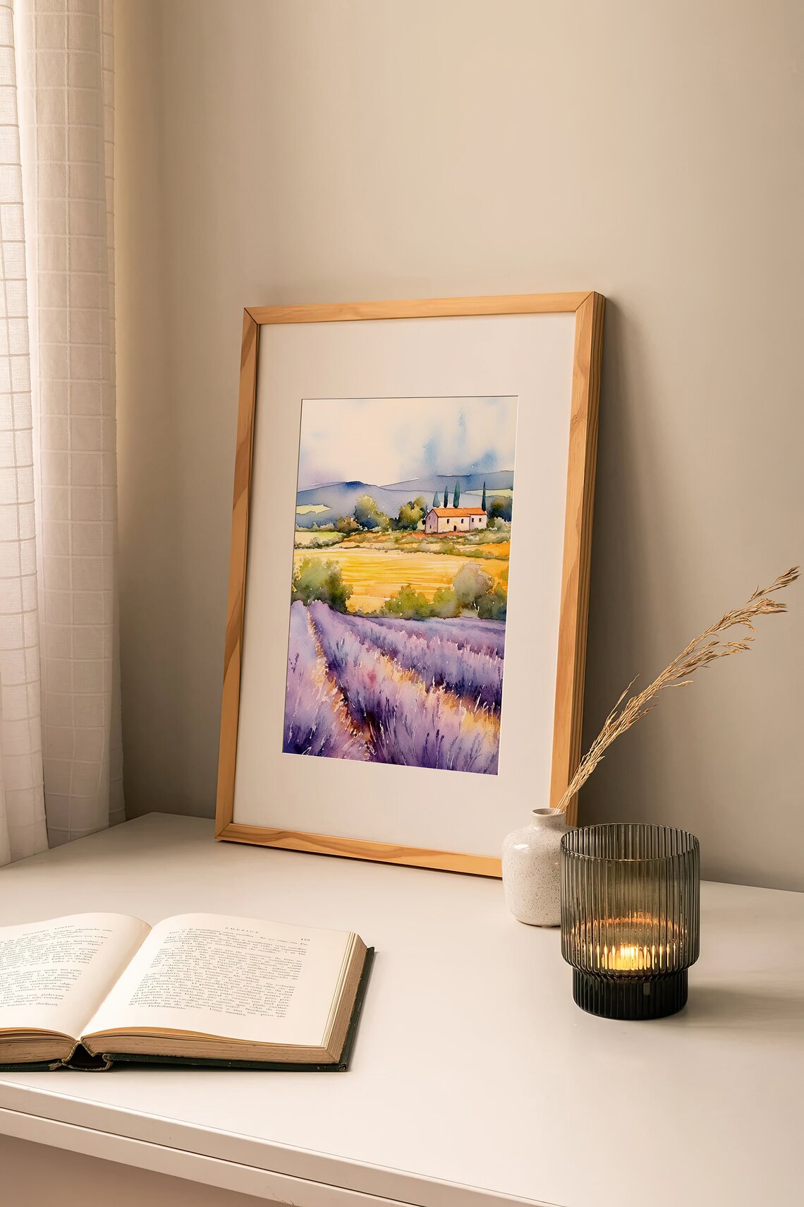 Valensole Watercolor Art Print, Provence Landscape - Image 2