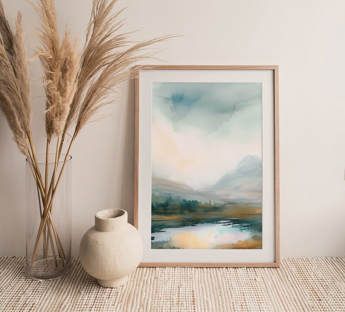 Dingle Peninsula Watercolor Misty Mountain Lake Ireland Poster - Image 5