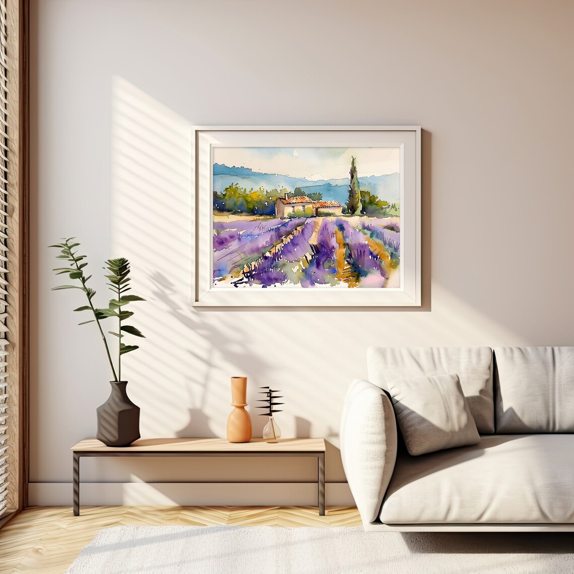 Provence Countryside Lavender Fields Watercolor Art Print - Image 2