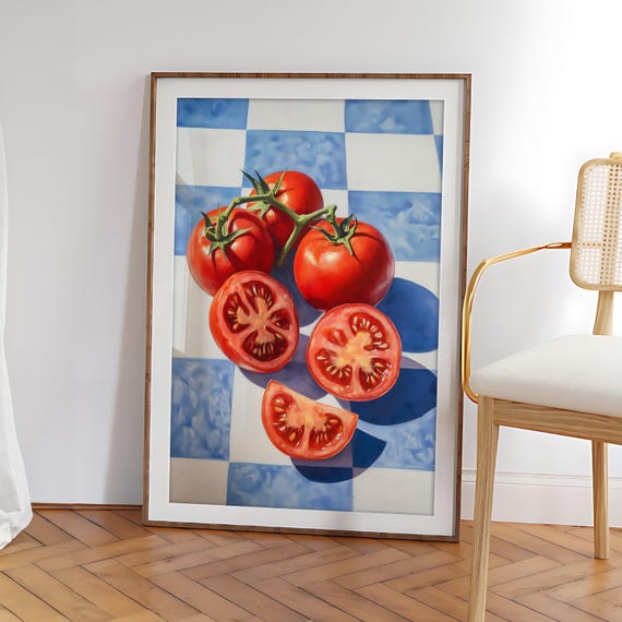 Tomato Wall Art Retro Food Prints Kitchen Poster Print Vintage Trendy Digital File