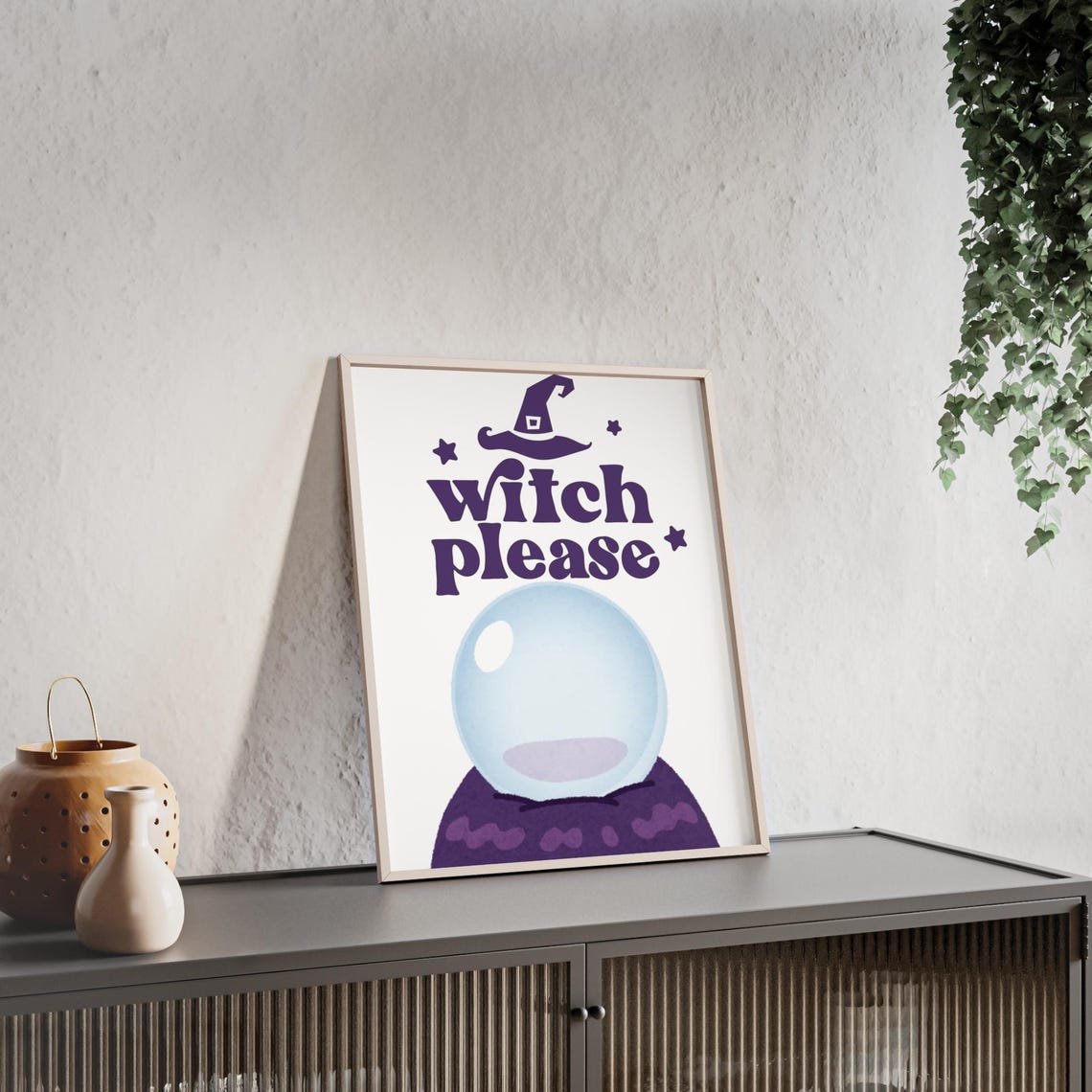 Witch Please Purple Crystal Ball Funny Halloween Saying Poster