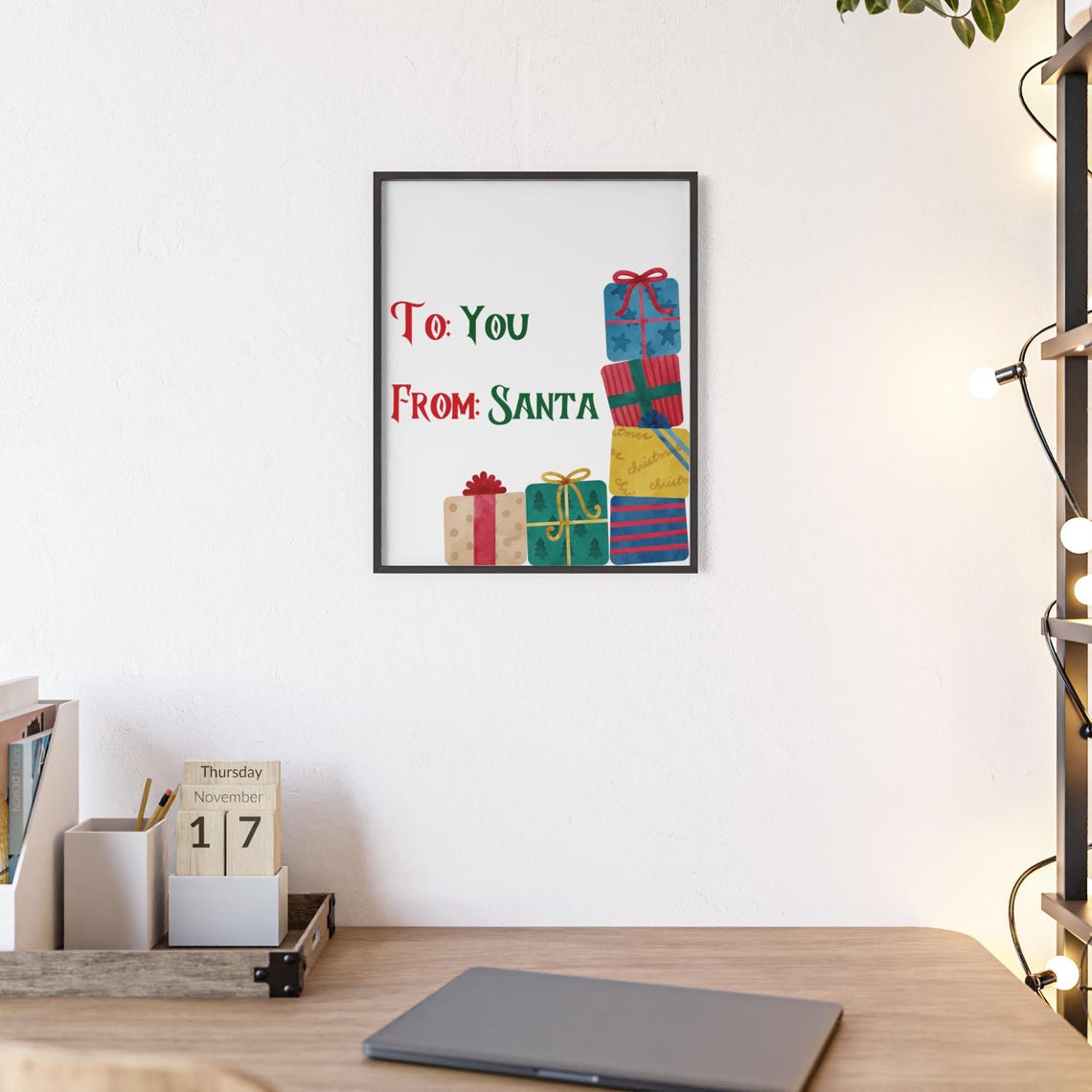To You From Santa Colorful Gift Stack Festive Christmas Poster - Image 2