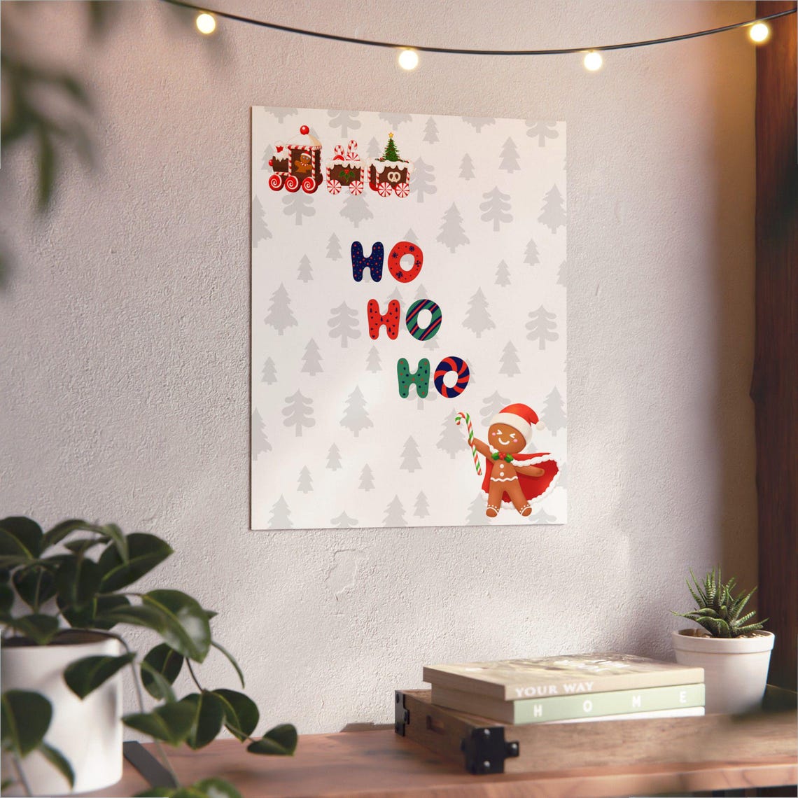 Ho Ho Ho Gingerbread Train And Cookie Man Sweet Christmas Poster