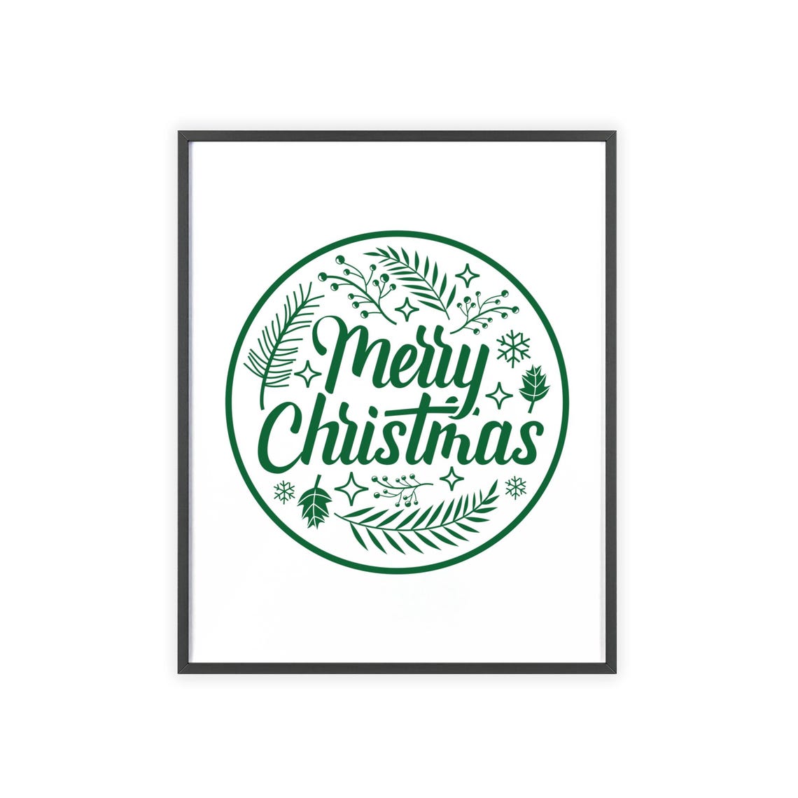 Merry Christmas Fresh Green Botanical Circle Leafy Holiday Poster - Image 3