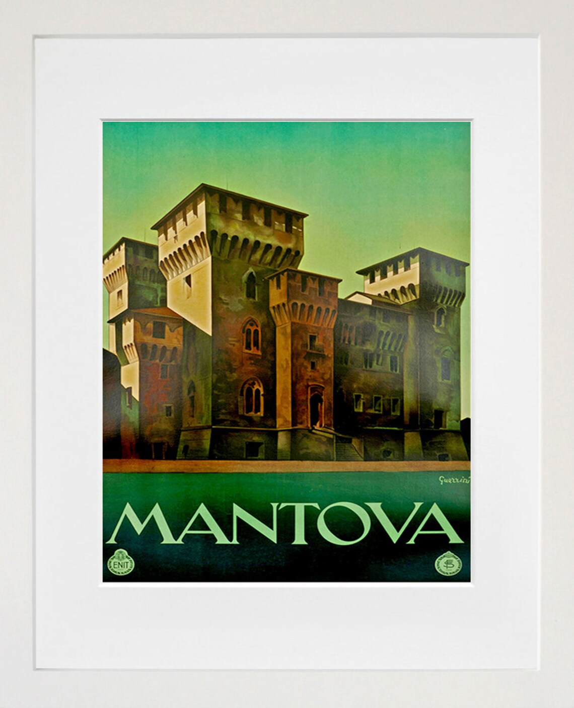 Mantova Italy Castle Towers ENIT Vintage Italian Travel Poster