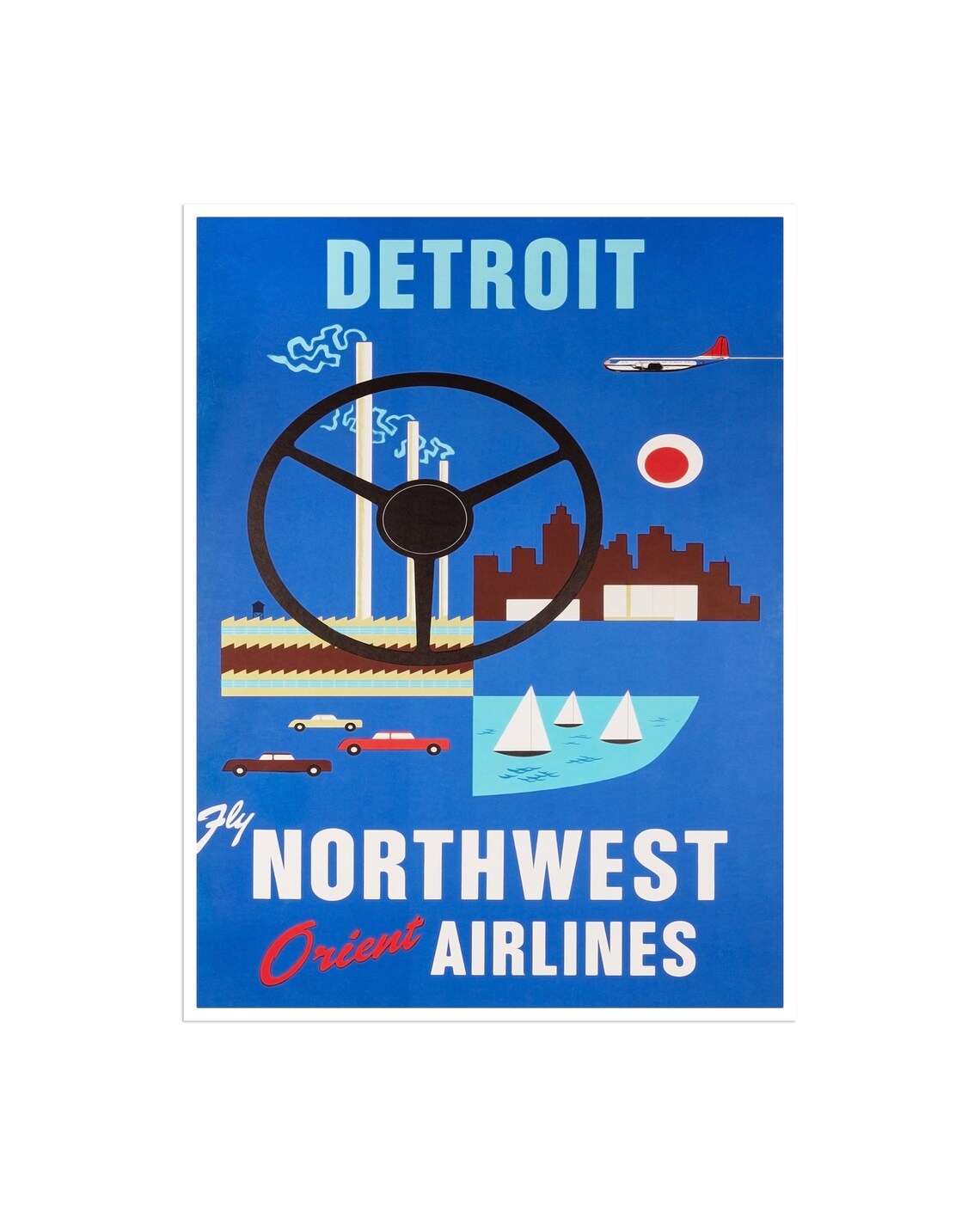 Detroit Travel Poster Print, Michigan Home Wall Decor